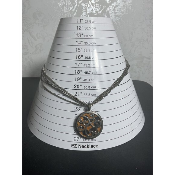 Vintage Style Dual Chain Necklace With Ornate Pendant & Lobster Clasp - Picture 2 of 5